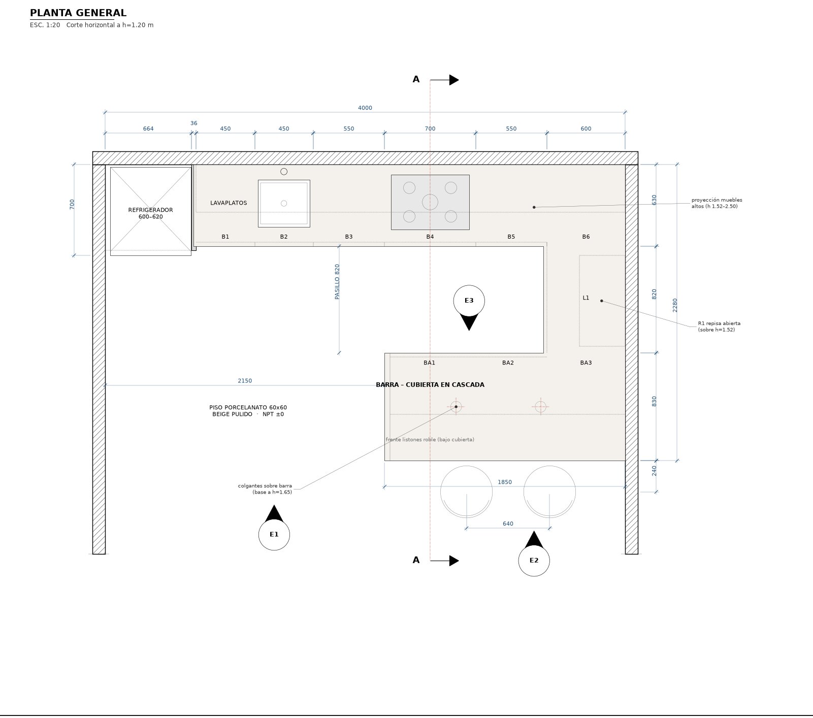 Plano de la cocina de ejemplo